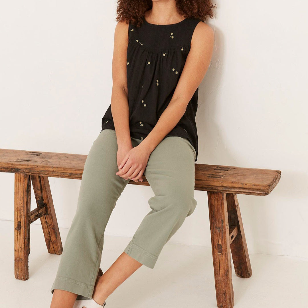 Elma Embroidered Tie Back Top
