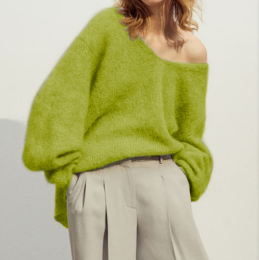 Mohair Slouch Jumper in Lime