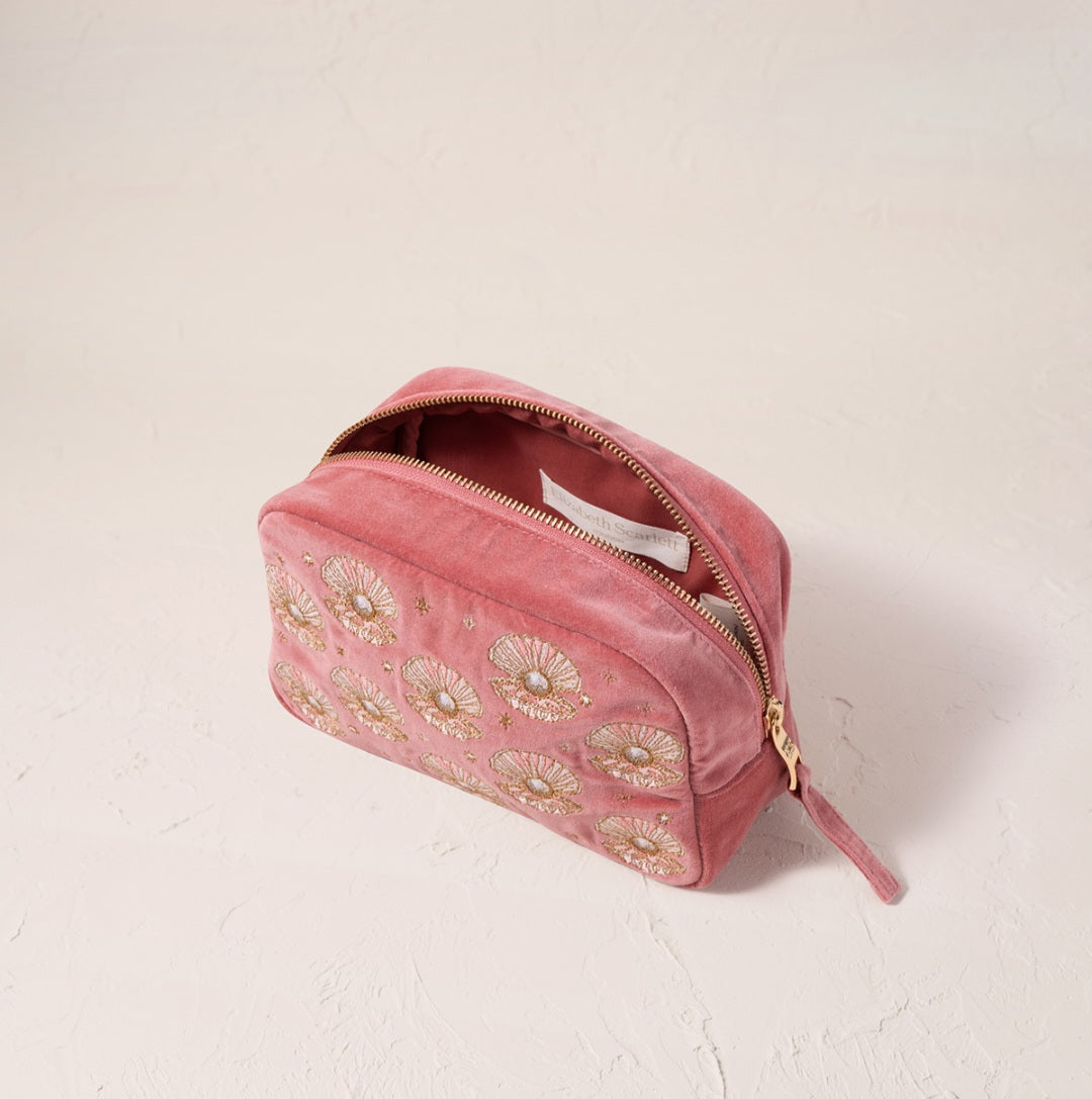 Pearl Shell Rose Pink Makeup Bag