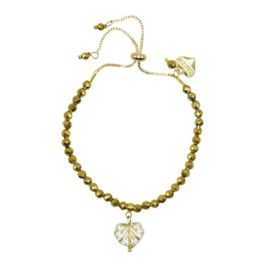 Gold & Pyrite Gemstone Maple Leaf Bracelet