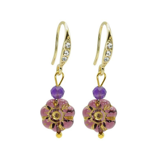 Gold & Amethyst Gemstone Belle Earrings