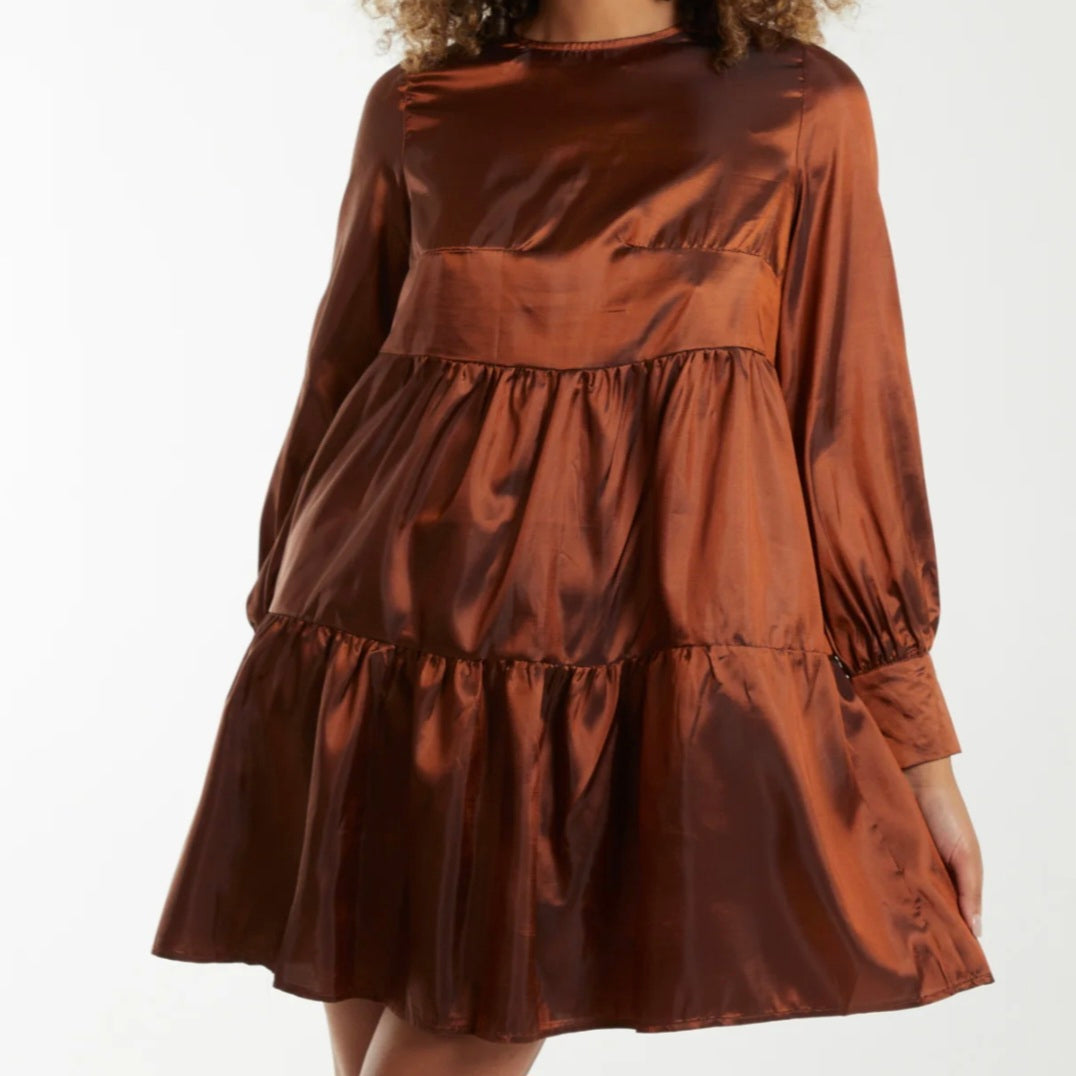 Bronze Mini Tiered Dress