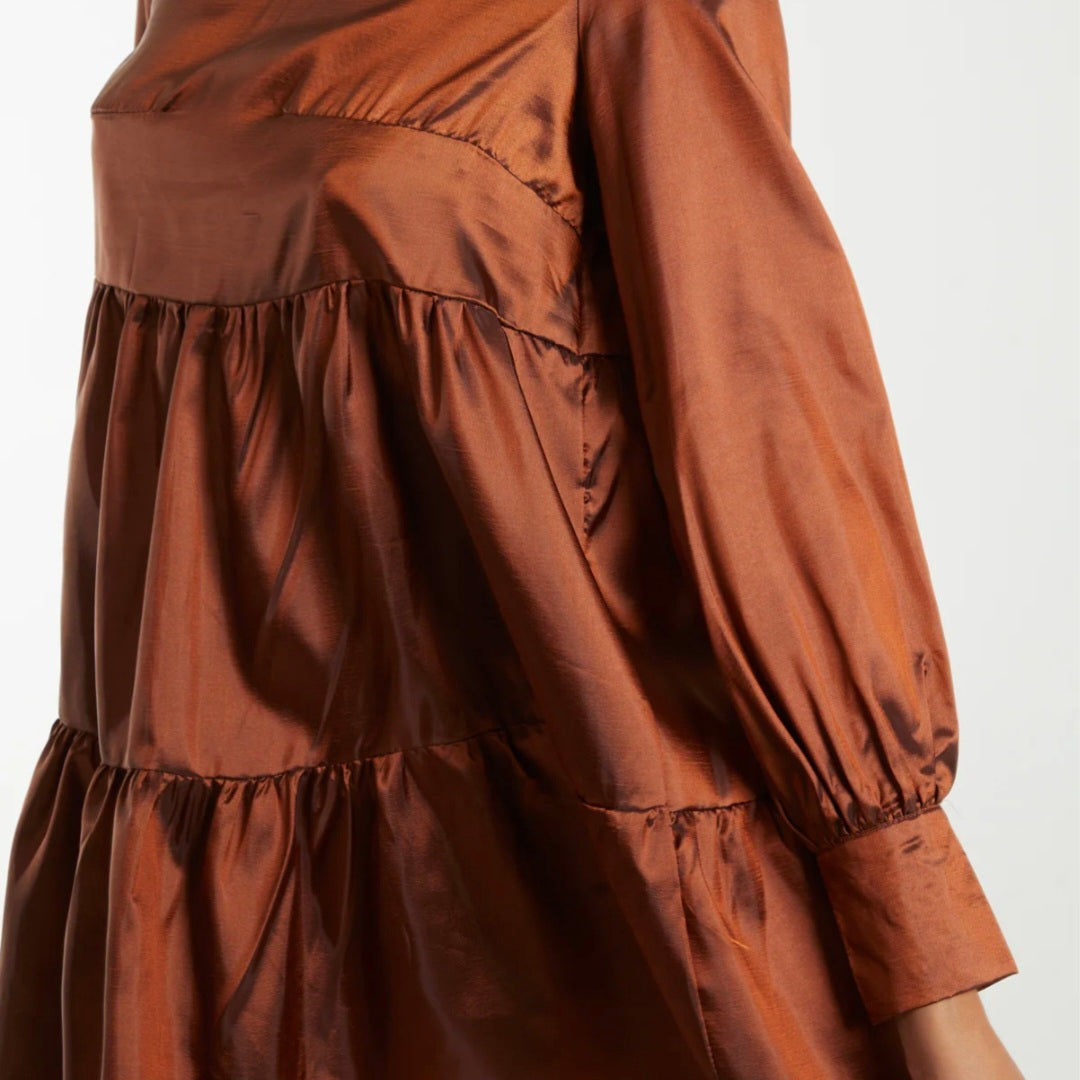 Bronze Mini Tiered Dress