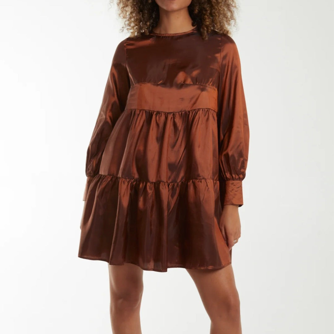 Bronze Mini Tiered Dress