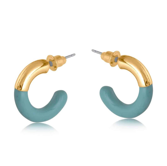 Salome Two Tone Enamelled Earrings in Blue