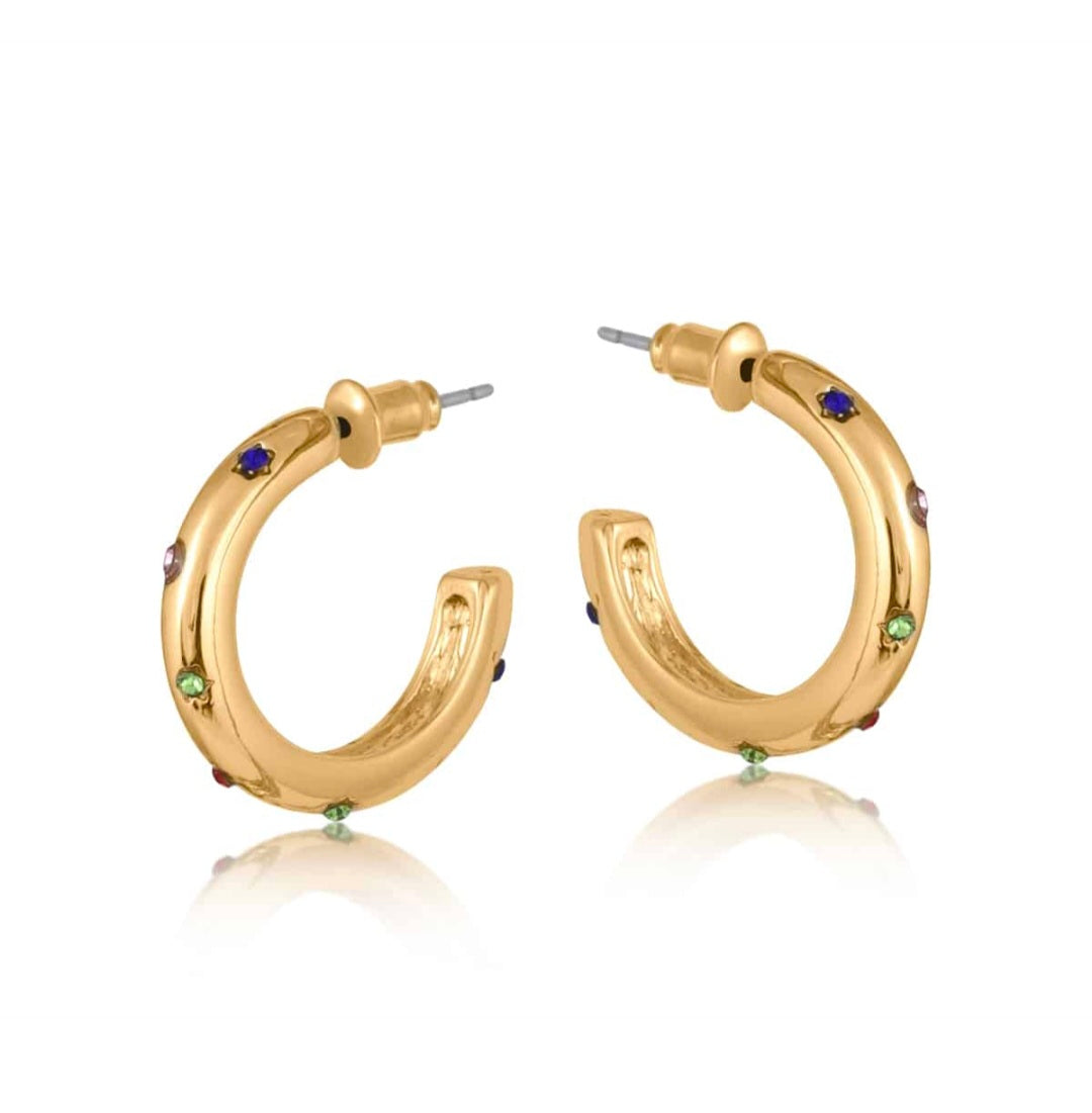 Ginette Rainbow Stone Hoop Earrings