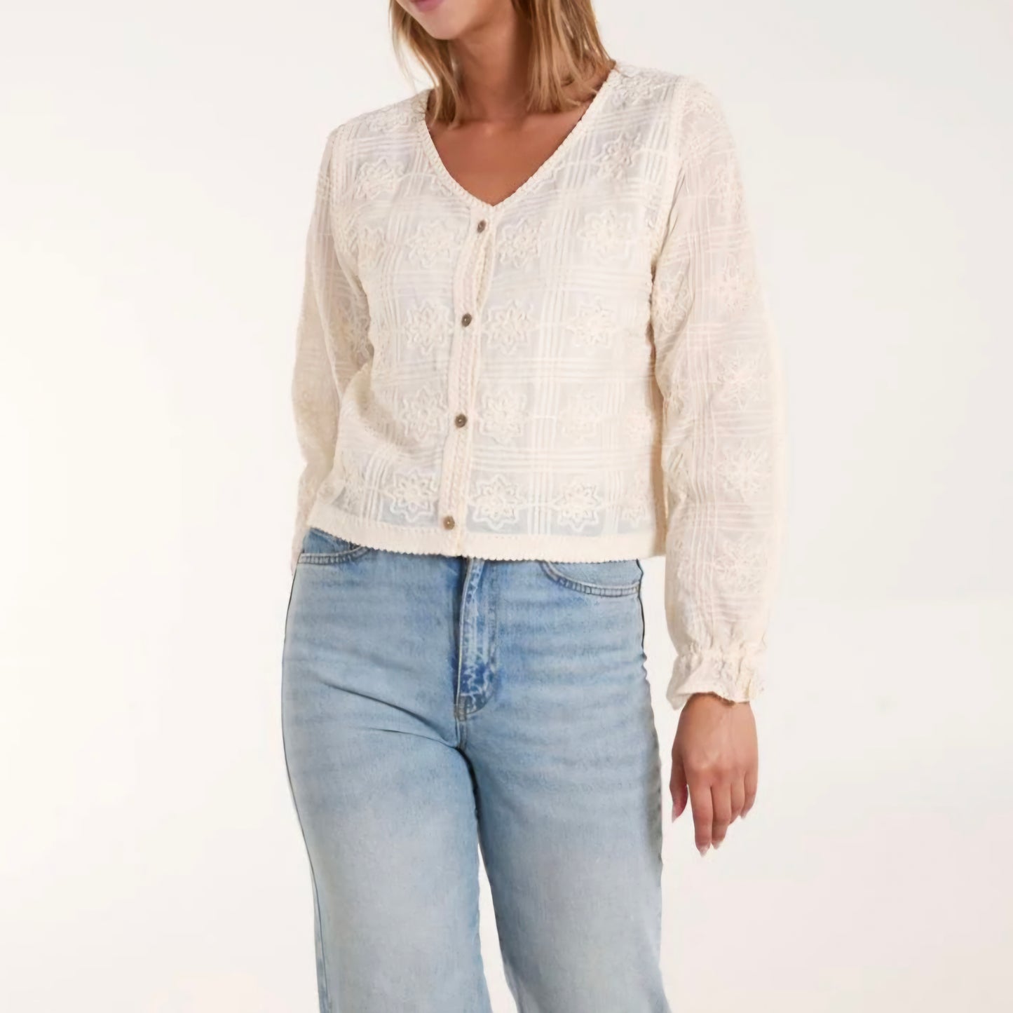 Meadow Crochet & Embroidered Top