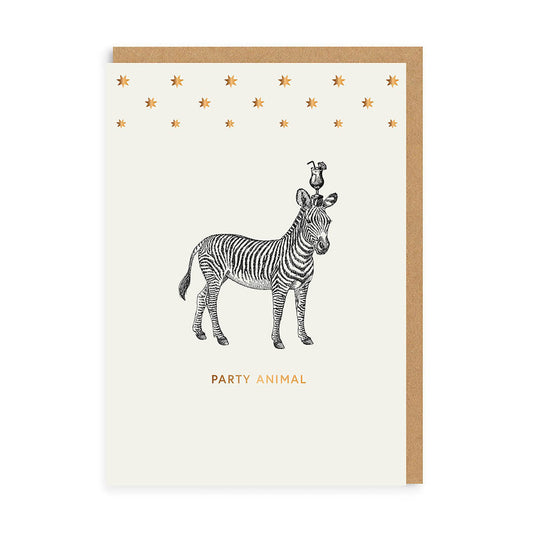 Mono Party Animal Zebra Greetings Card