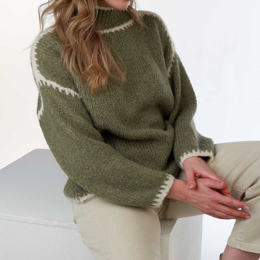 Helena Wool Stitch Jumper in Khaki