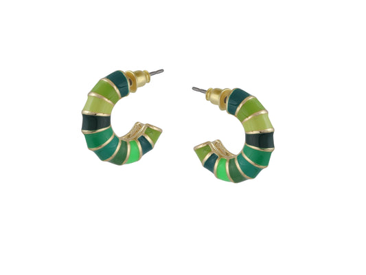 Antonia Multi Tiny Bamboo Hoop Earrings in Green