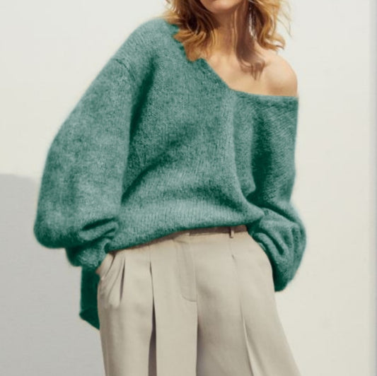 Mohair Slouch Jumper in Deep Seafoam