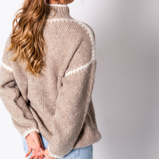 Helena Wool Stitch Jumper in Stone