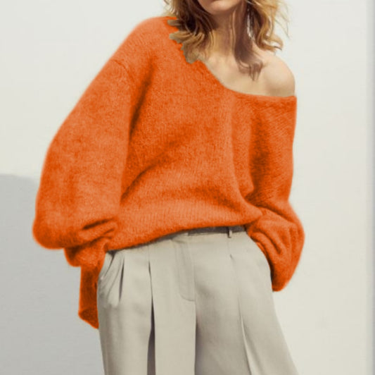 Mohair Slouch Jumper in Orange