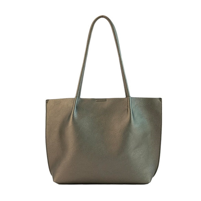 Shoulder Shopper 2 in 1 Metallic Pewter