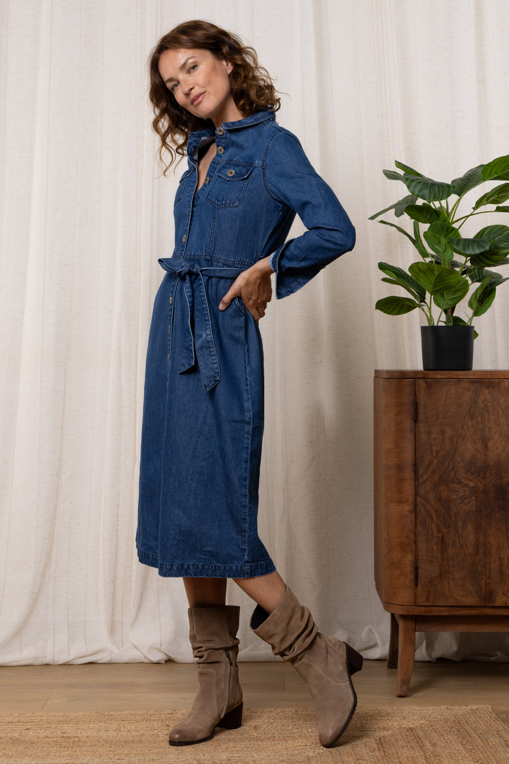 Lily & Me Denim Mid Shirt Dress