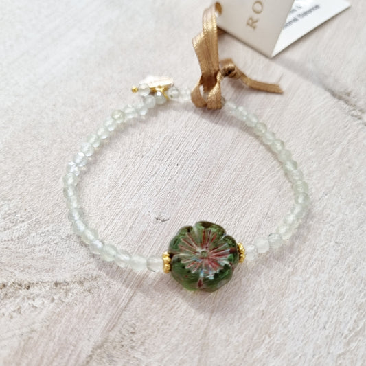 Prehnite Quartz Gemstone Pansy Bracelet