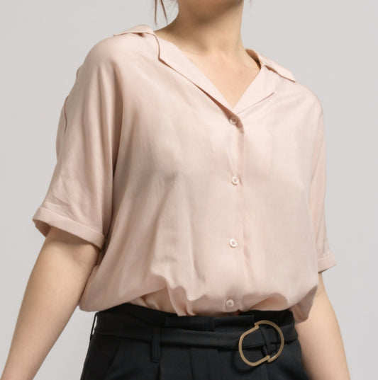 Suri Resort Shirt in Dusky Pink