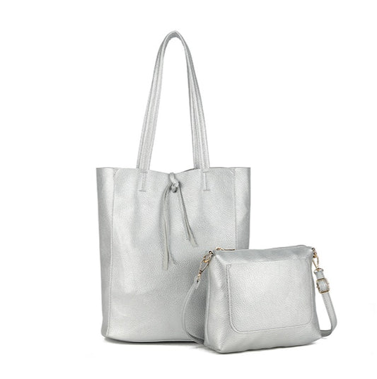 Metallic Silver Tote Bag