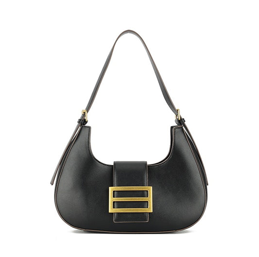 Buckle Shoulder Bag in Black