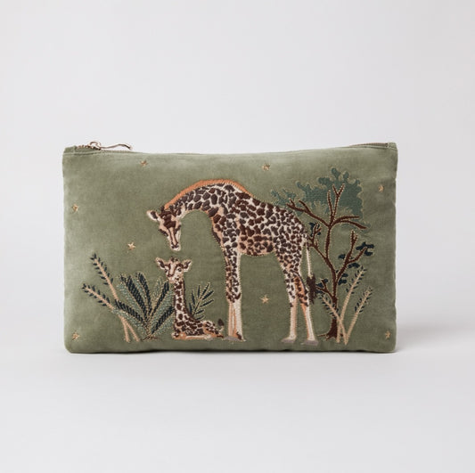 Giraffe Mother & Baby Everyday Pouch in Olive