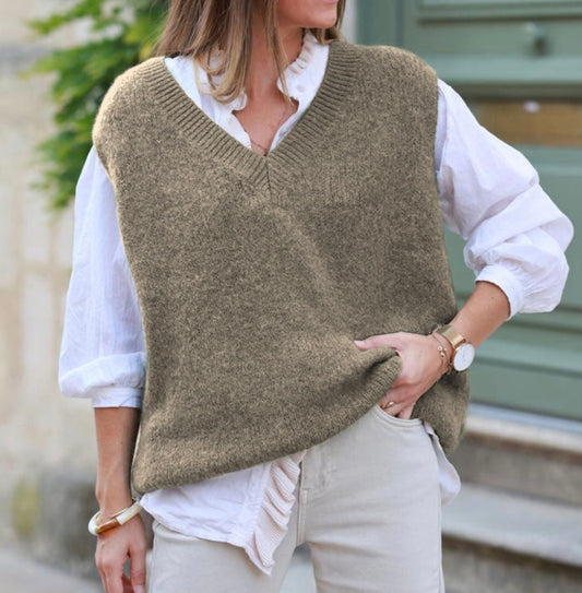 Wool Blend Tank Top in Taupe