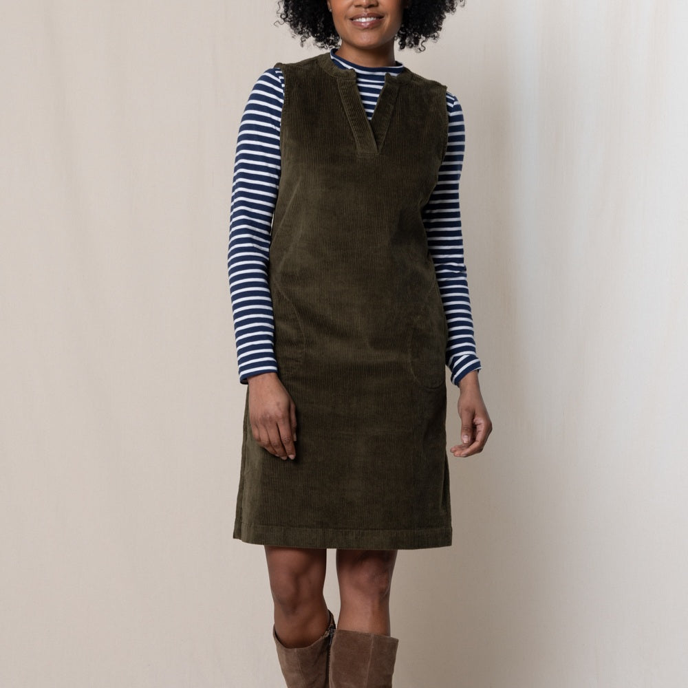 Lily & Me Belle Cord Dress Olive