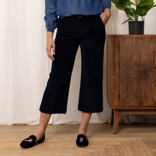 Lily & Me Isla Crop Cord Trousers Navy