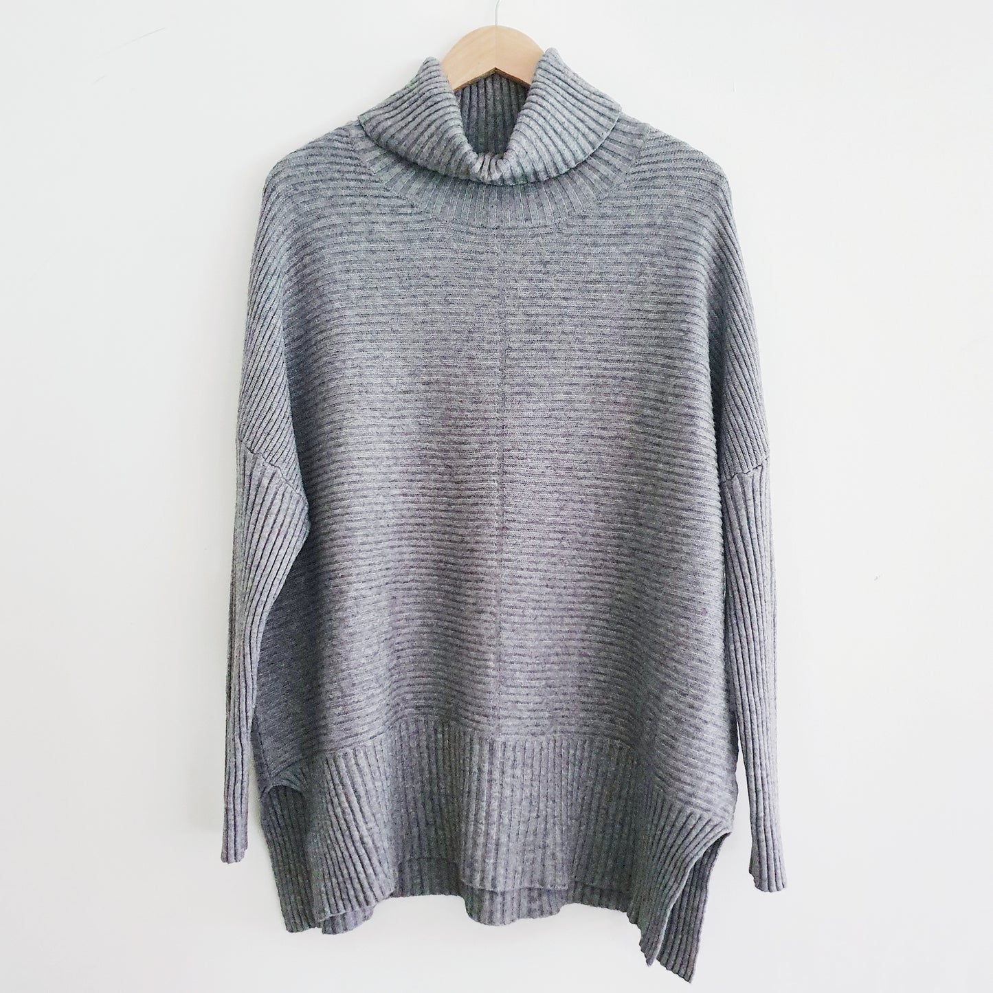 Robyn Ribbed Roll Neck Jumper in Charcoal