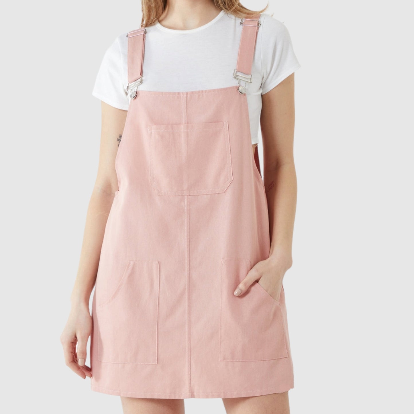 100% Cotton Pinafore Dress in Pink