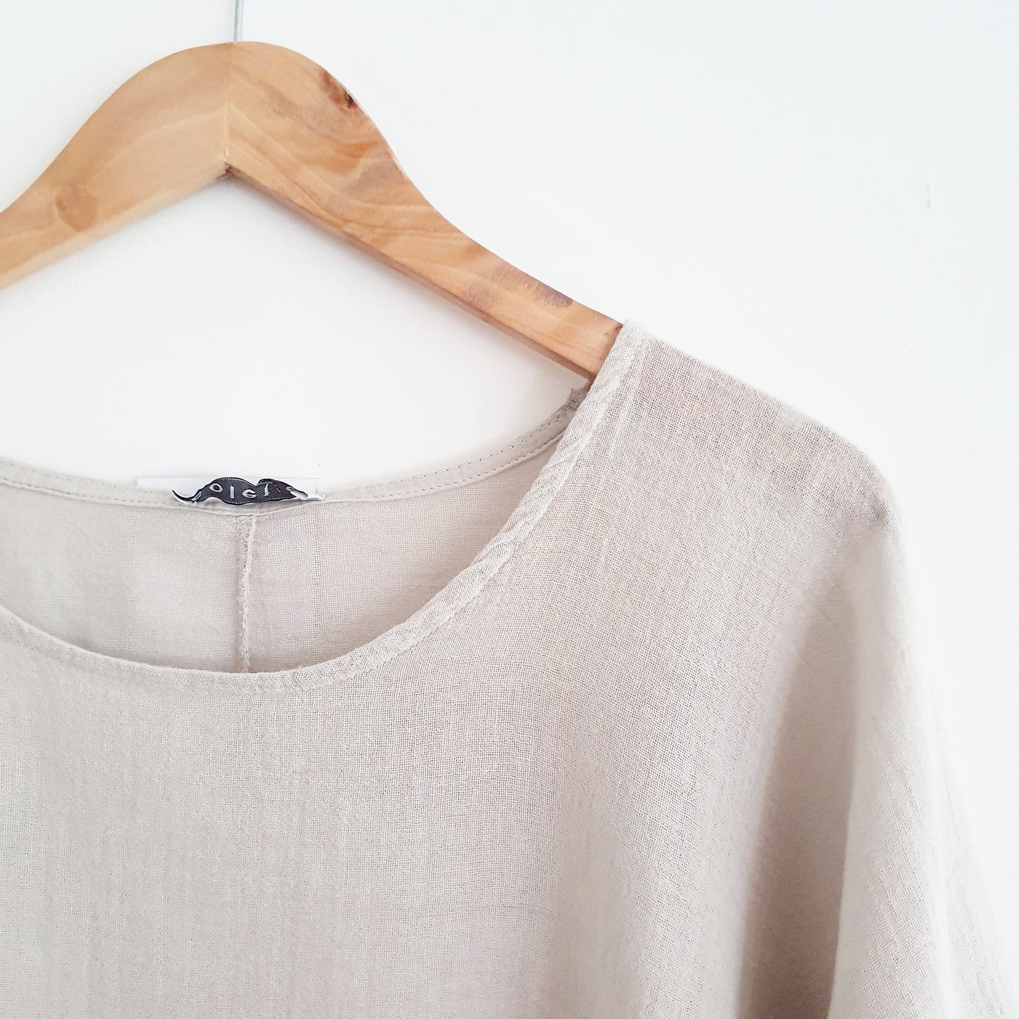 Cropped Linen Top in Stone