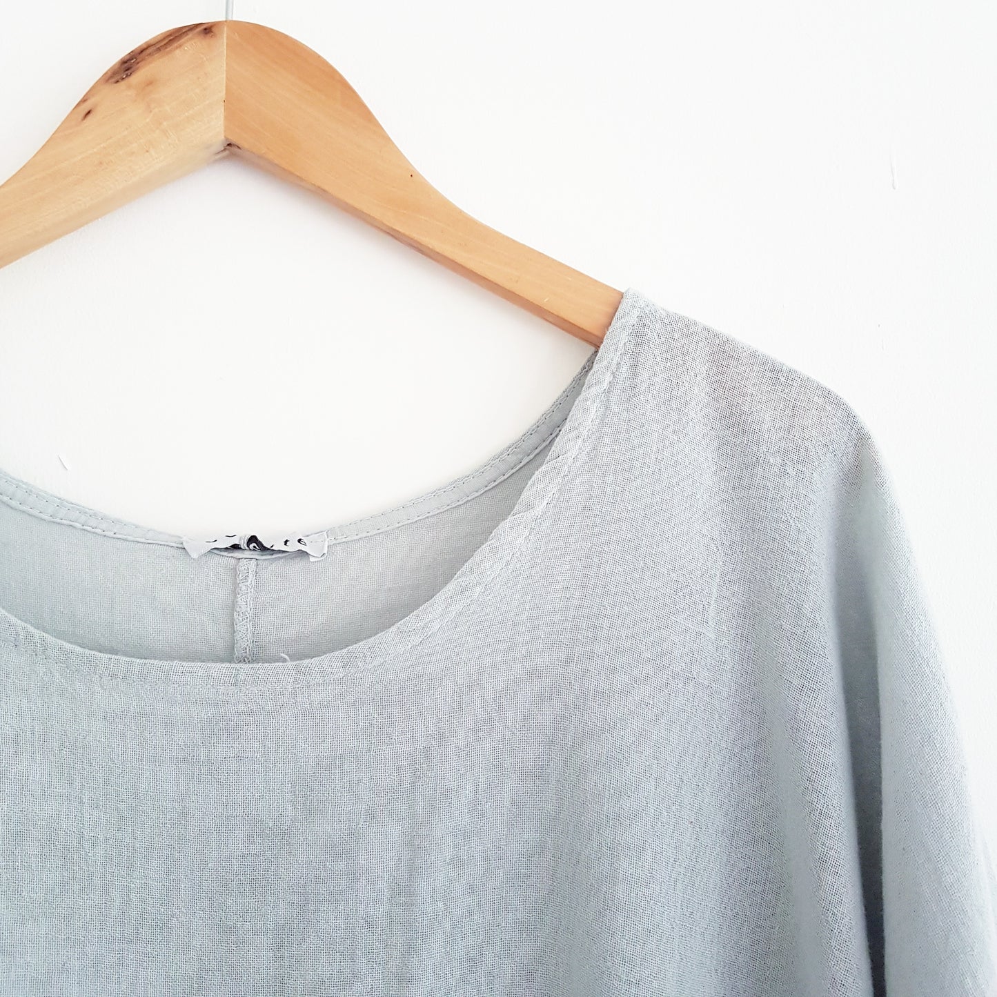 Cropped Linen Top in Silver Sky Blue Grey