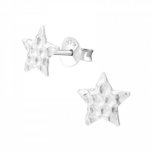 Ophelia Silver Hammered Star Studs